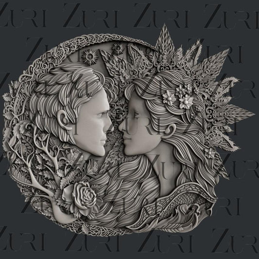 Zuri Celestial Lovers -  H: 14cm x W 16.6cm x 0.8cm